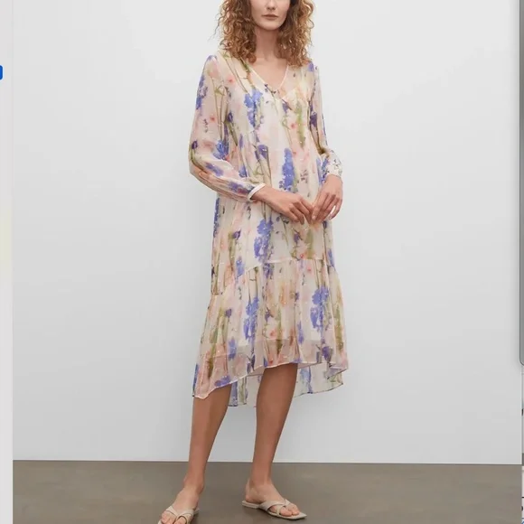 club monaco easy midi tiered dress Club Monaco Easy Midi Tiered Dress S (4-6)